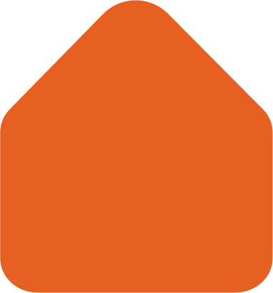 An orange house shape with rounded corners.