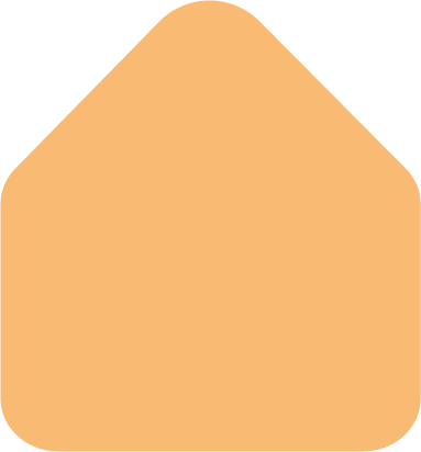 A blank, peach-colored house-shaped icon on a black background.