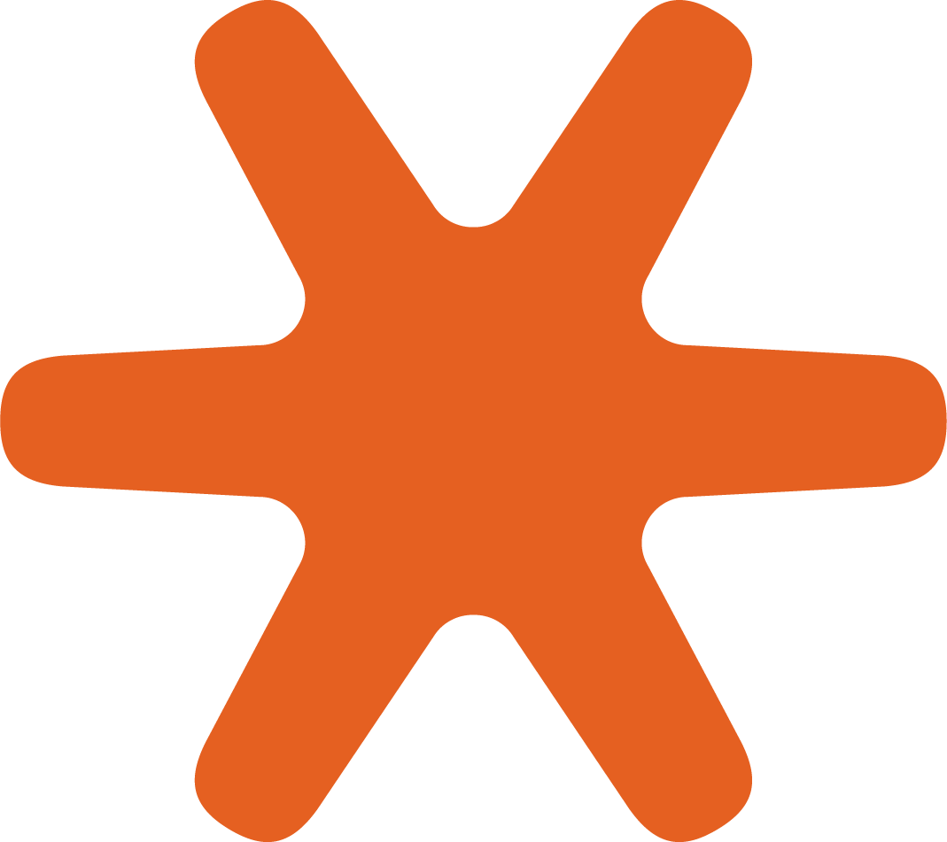 Simplified icon of an asterisk for the lintel trust brand in orange