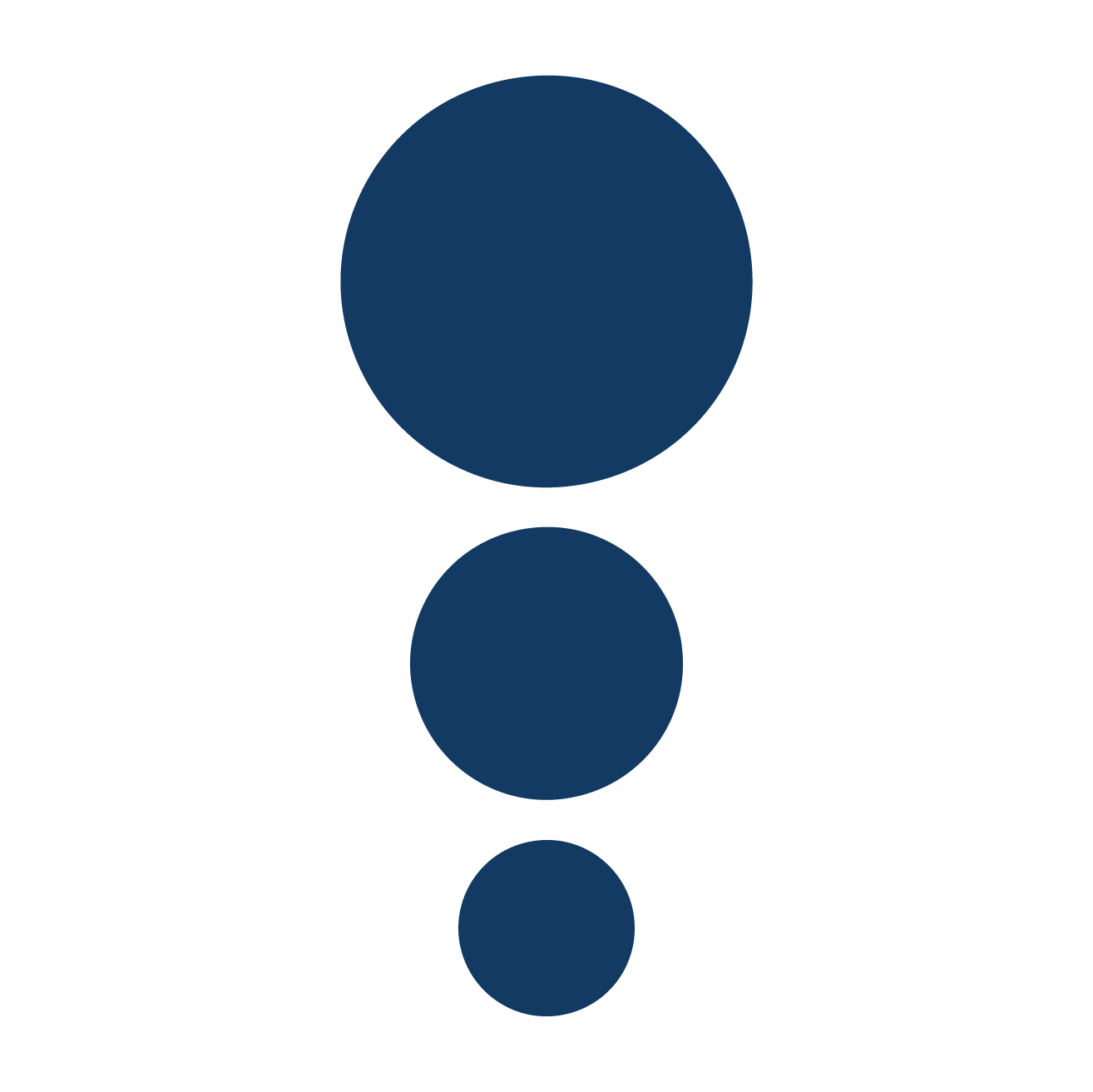 Diagram showing the relative size of four black holes, with the largest at the top, then medium, small, and smallest at the bottom.