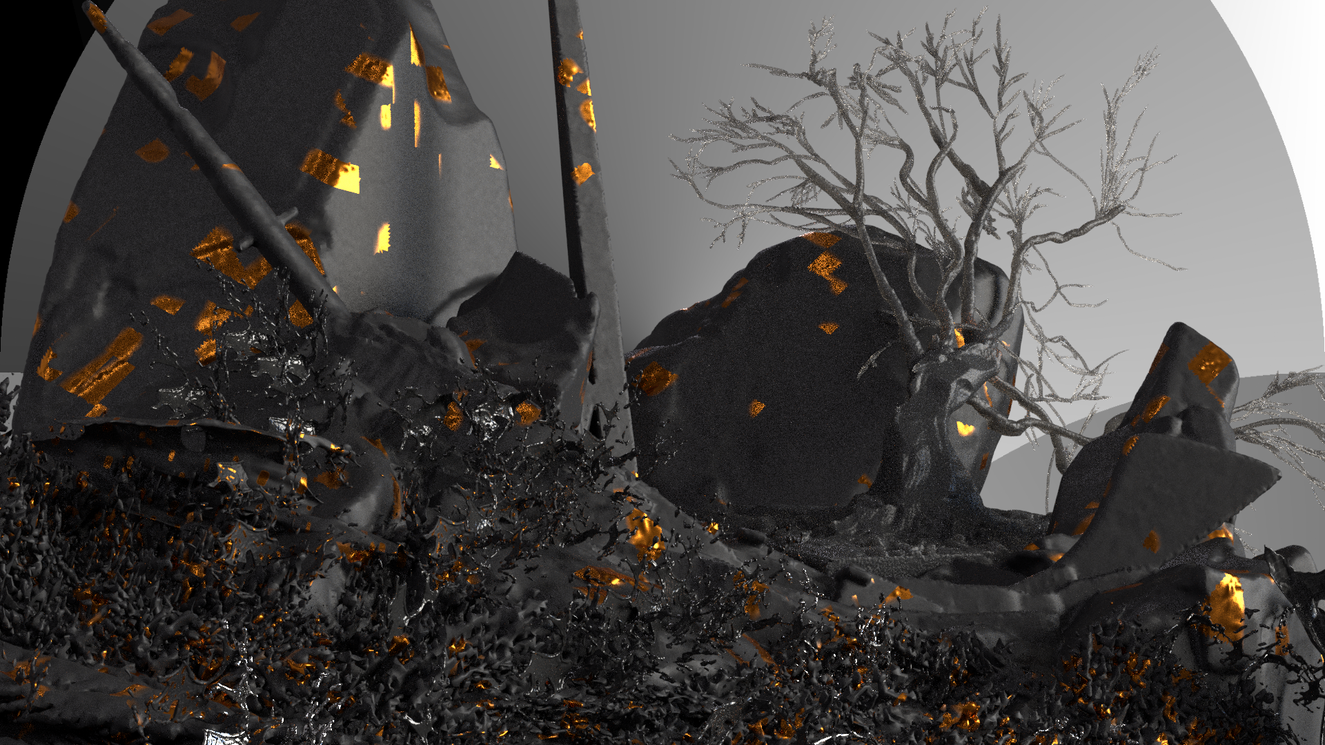 Beached, 2022. 3D model created using Adobe Medium and Adobe Substance 3D Modeler.