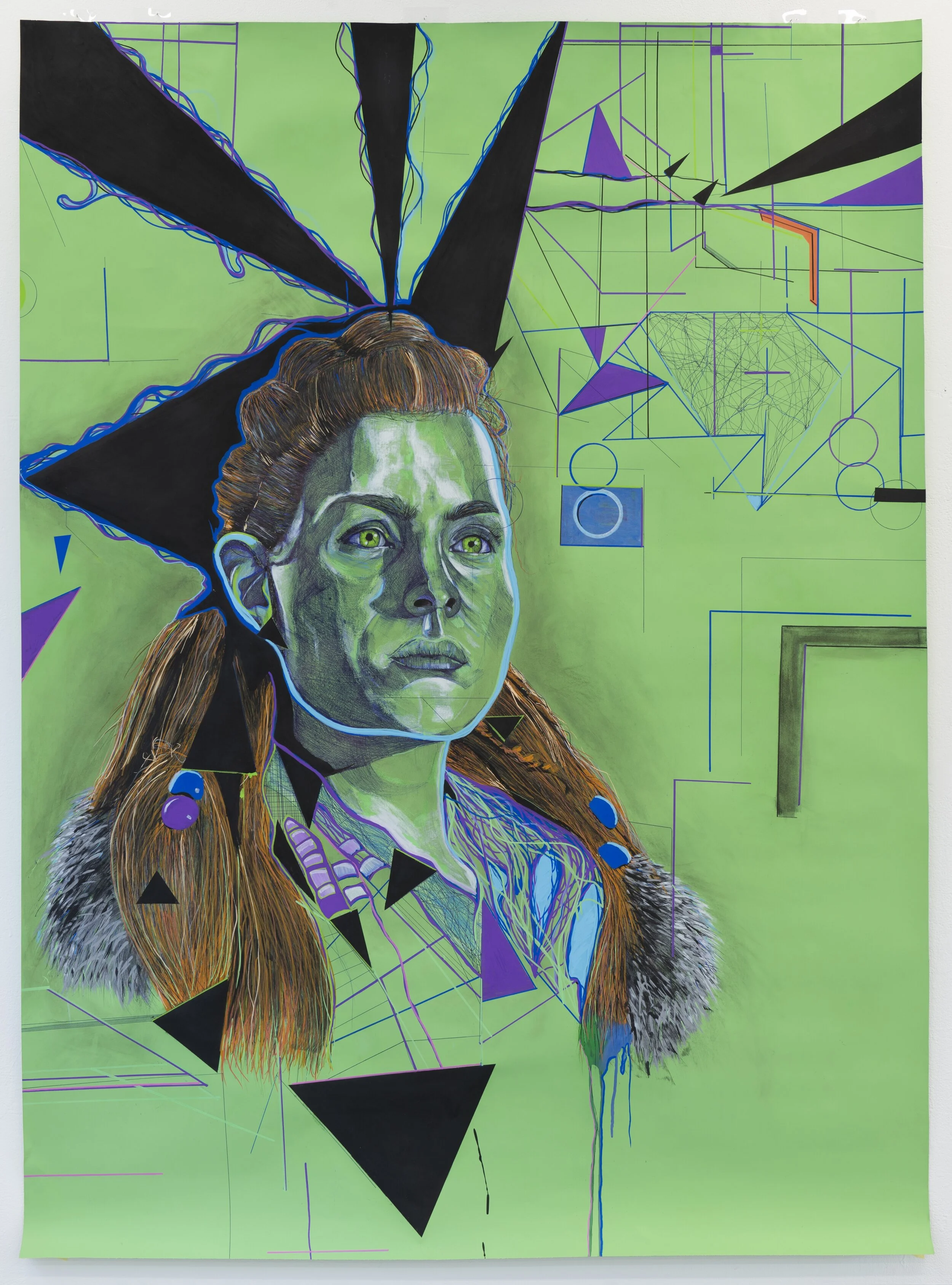 Aloy, 2019, mixed media drawing on paper.

Photograph taken by Bo Wong.
