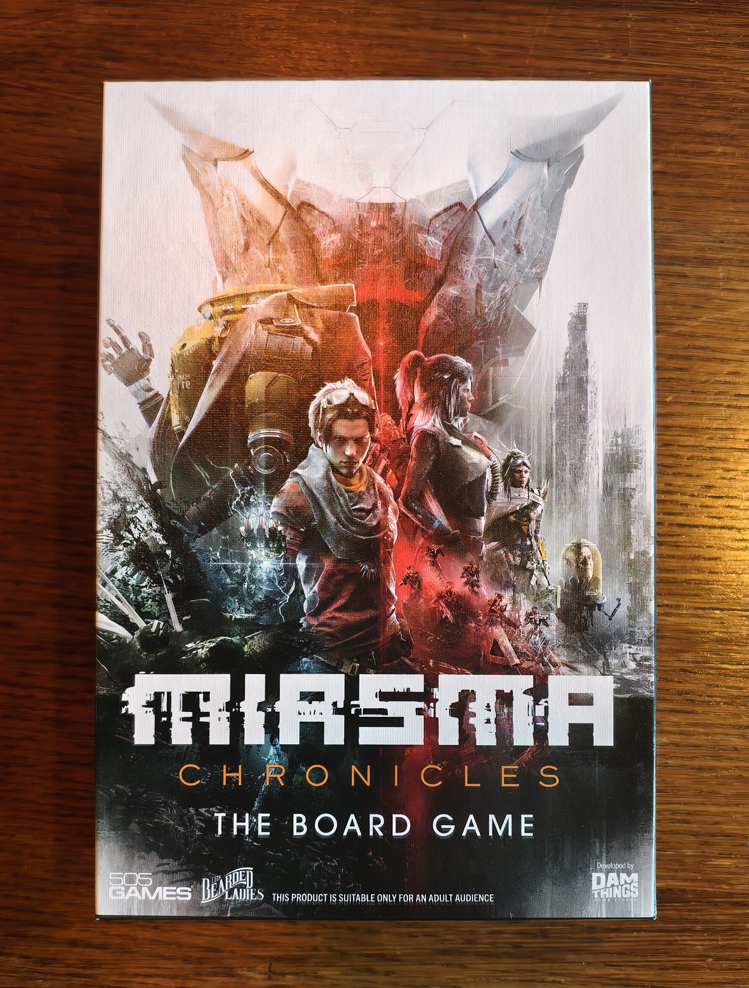 Cover art for the board game 'Miasma', which is based on a video game