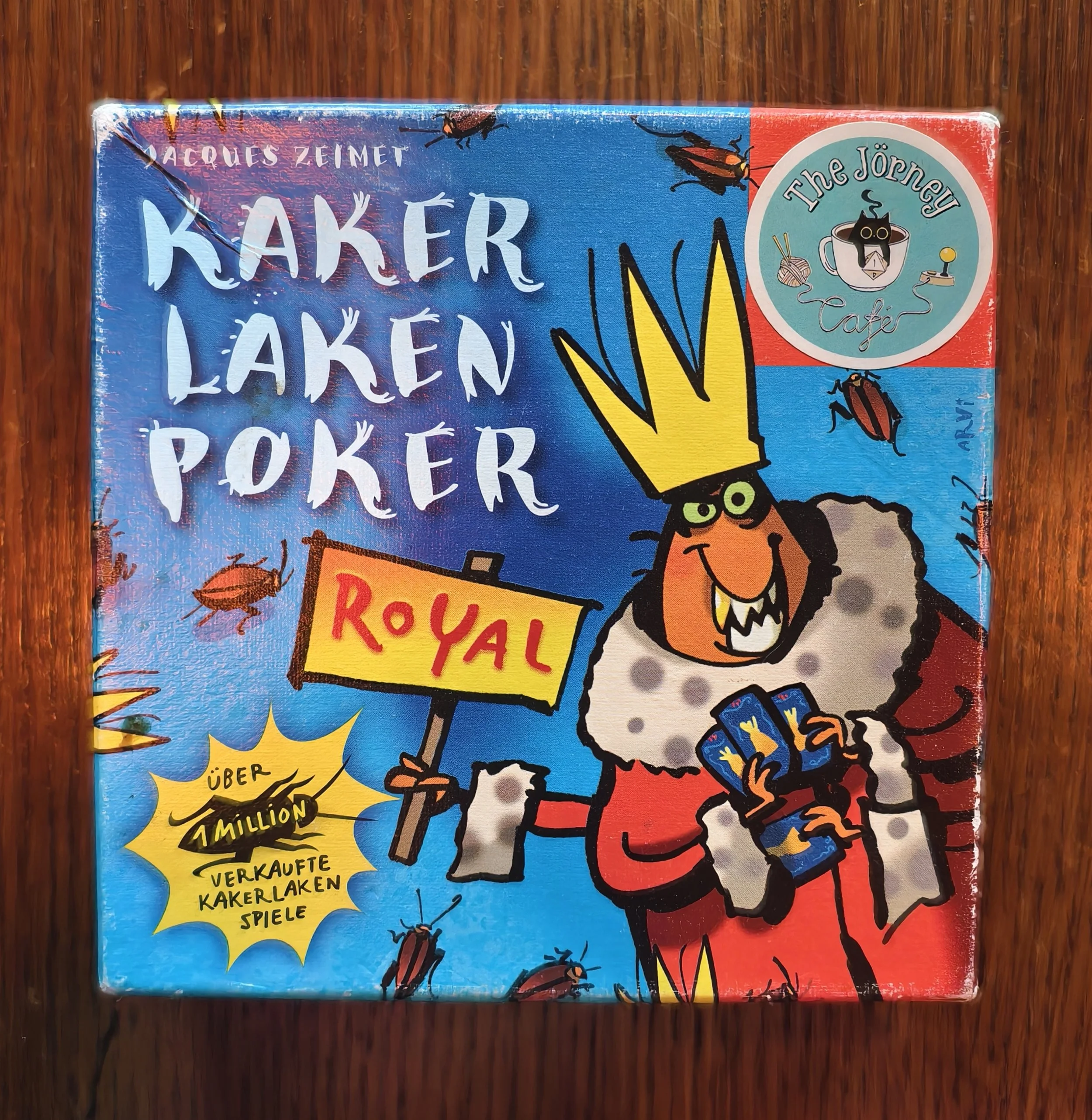 Cover of a book titled "KAKER LAKEN POCKER" by Jacques Zeimet, featuring illustrations of insects and a colorful, comic-style background.
