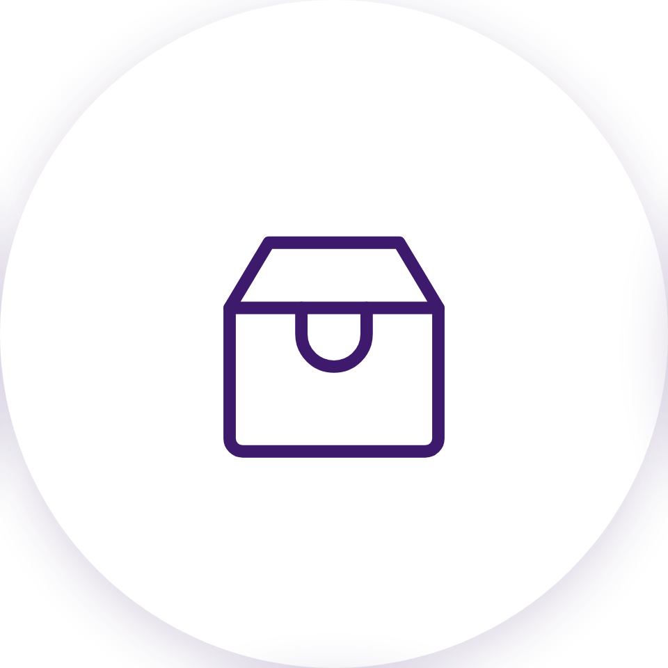 Minimalist icon of an open box with a lid.