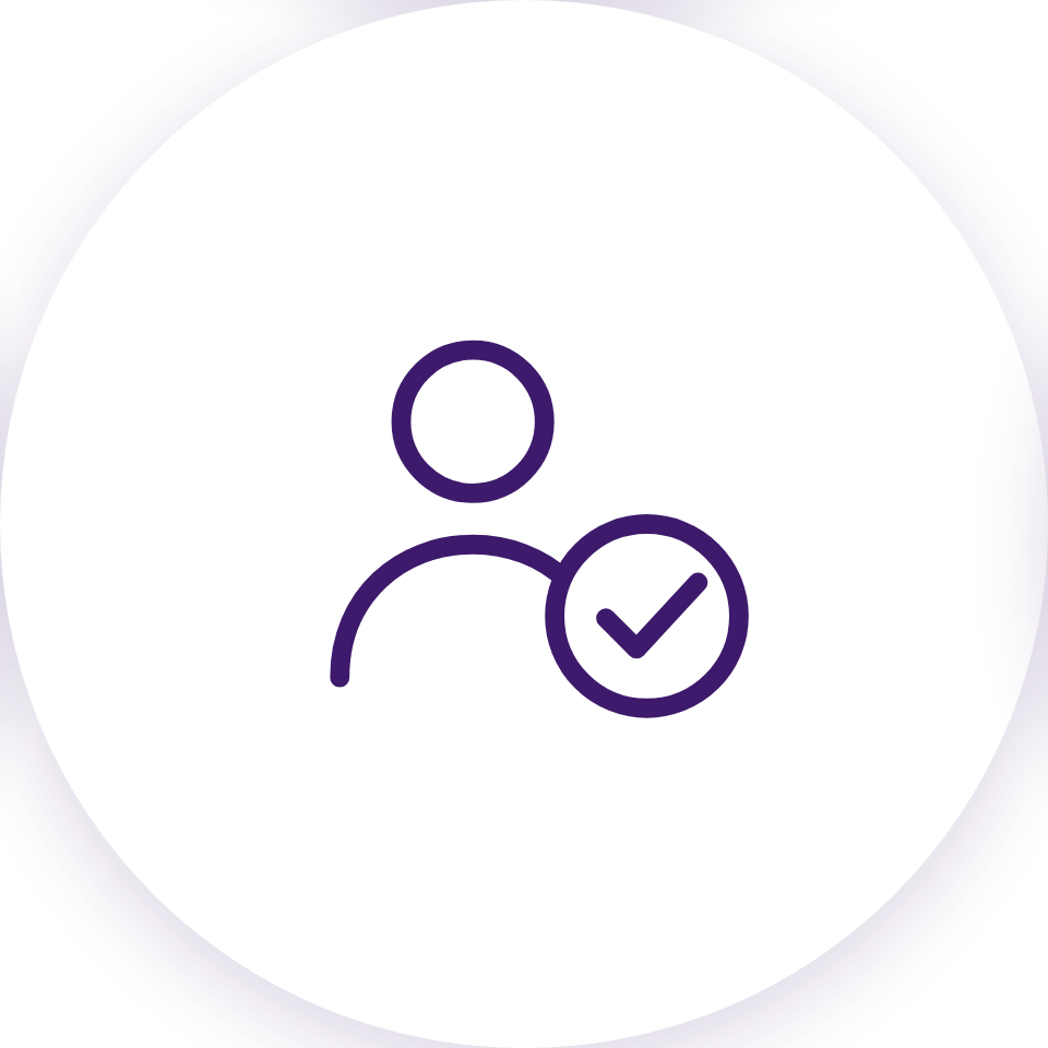 Icon of a person with a checkmark indicating verified user status.