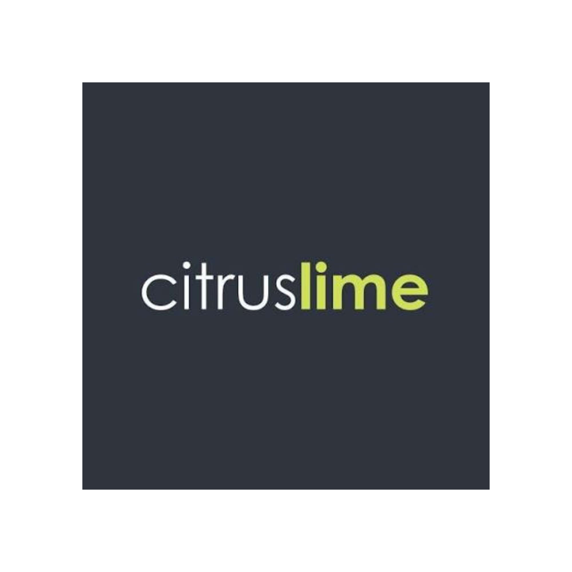 The words 'citrus lime' on a dark background in white and light green text.