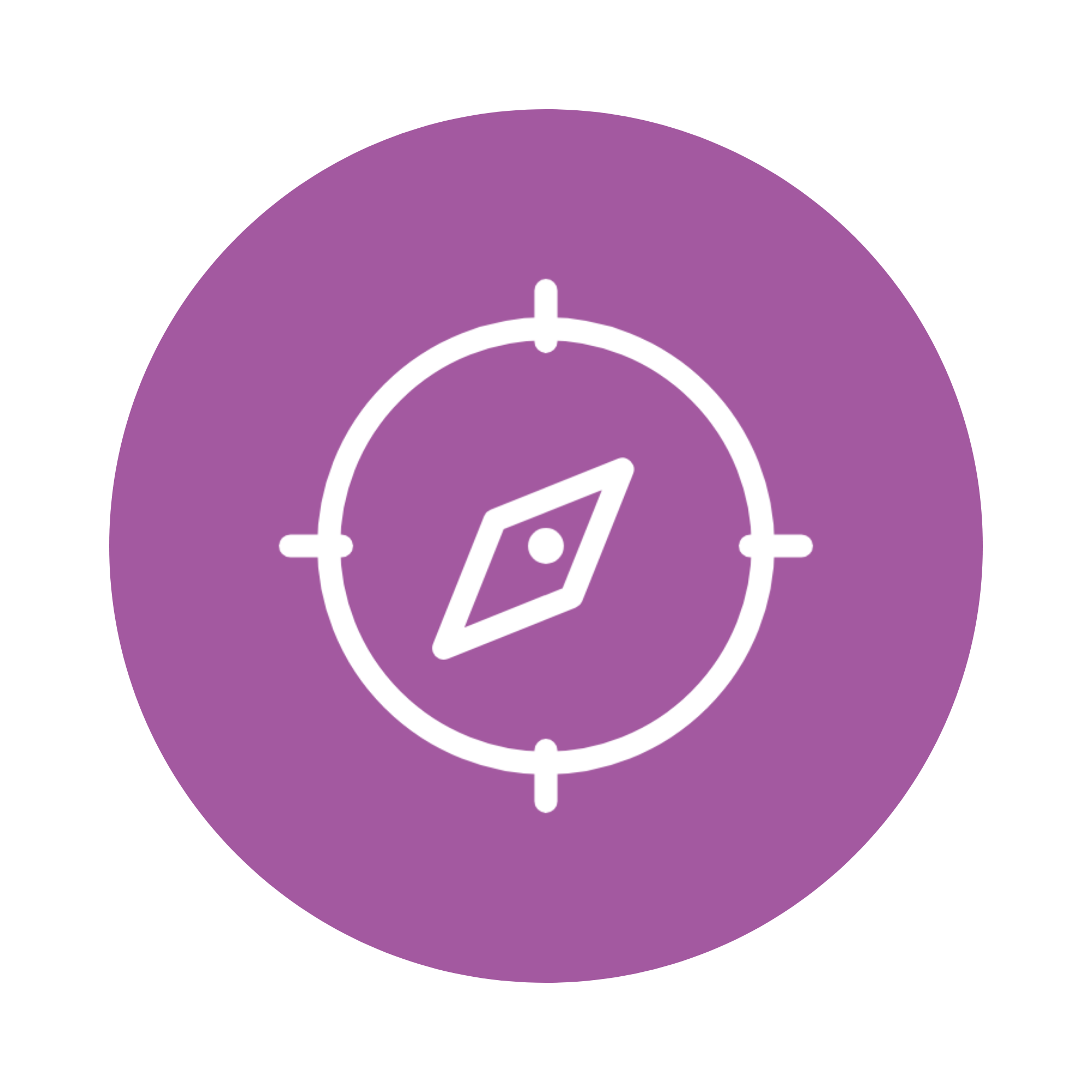 Purple alarm clock icon with a white outline and a check mark inside.