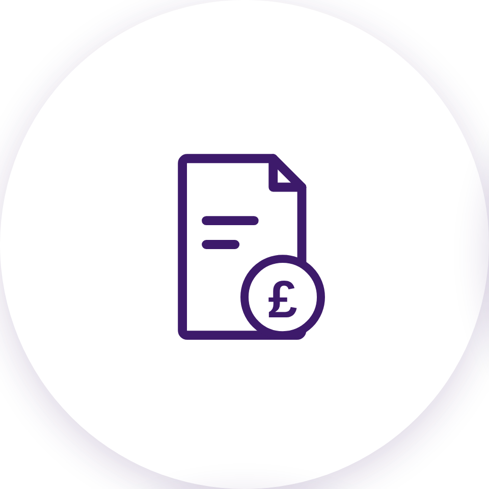 Icon of a document with a pound currency symbol, representing a financial or billing document