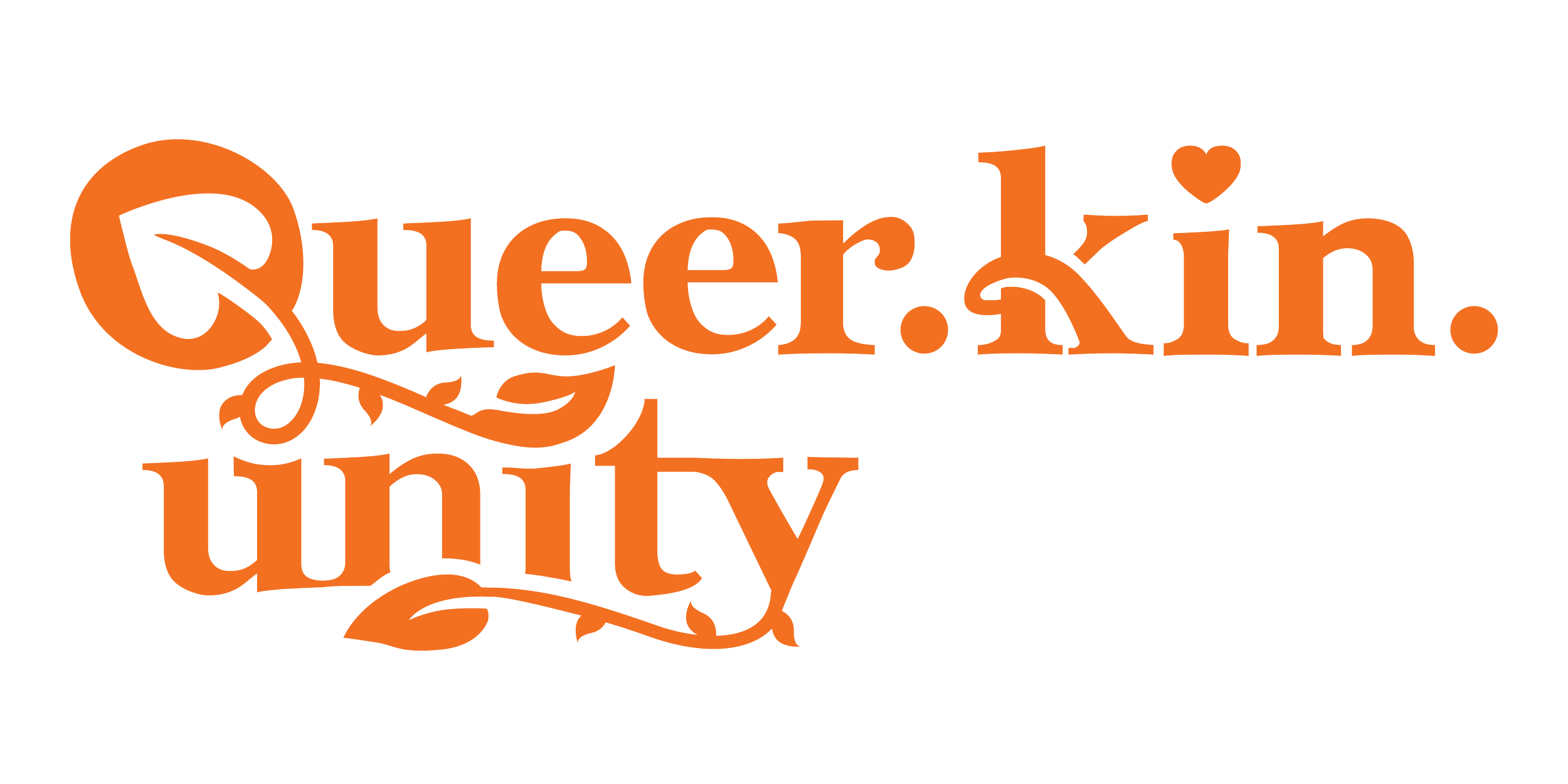 Decorative text saying "Queerkin Unisex" in orange with a black background.
