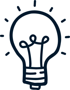 Illustration of a lit light bulb.