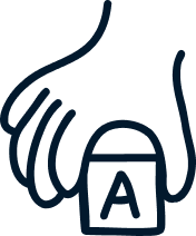A hand holding a padlock labeled with the letter 'A'