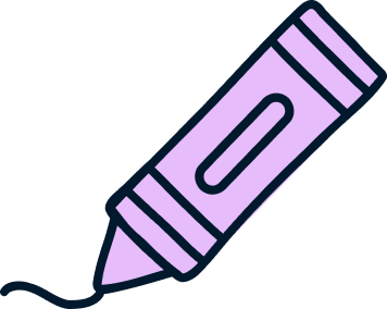 A purple crayon illustration with a navy outline - representing kindergarten readiness