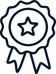 An award ribbon with a star in the center and two ribbon tails.