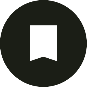 Black circle with a white bookmark symbol in the centre.
