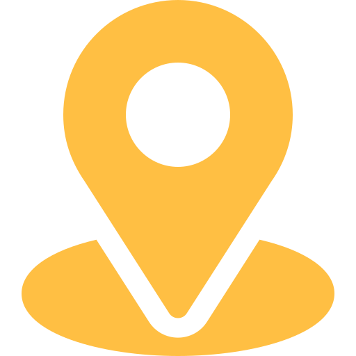 Yellow map marker icon on a black background