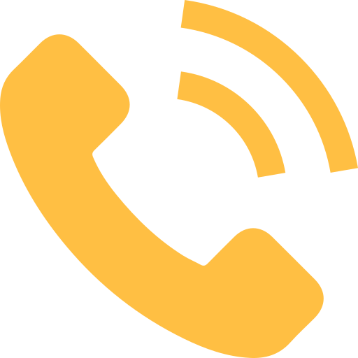 Icon of a yellow telephone receiver with sound waves.