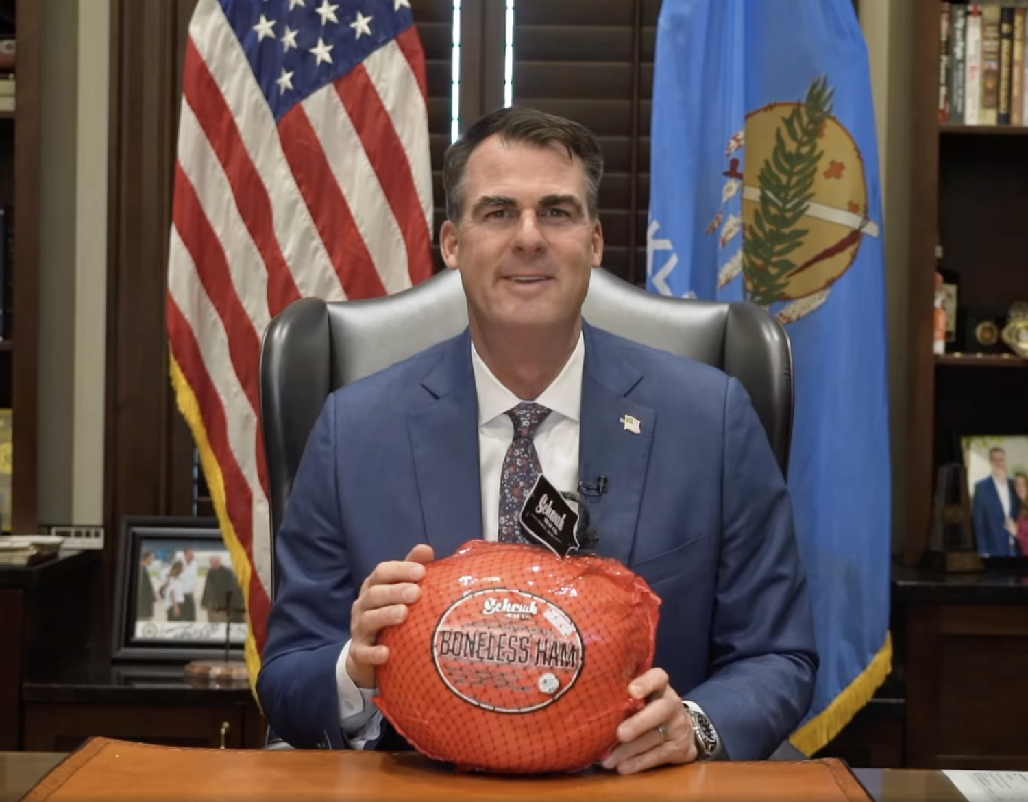 Governor Stitt Promotes Pork with Give-A-Ham Video