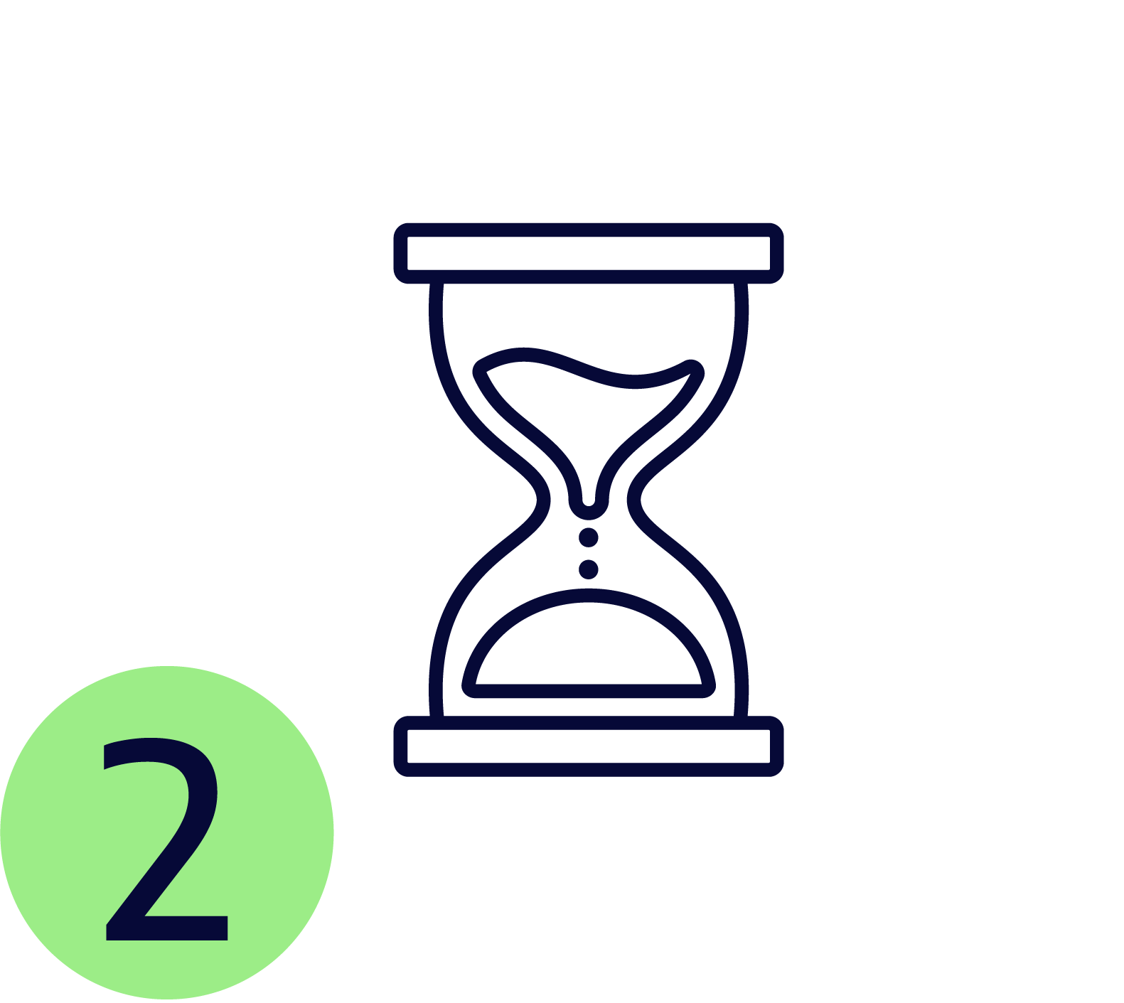 Line drawing of an hourglass.