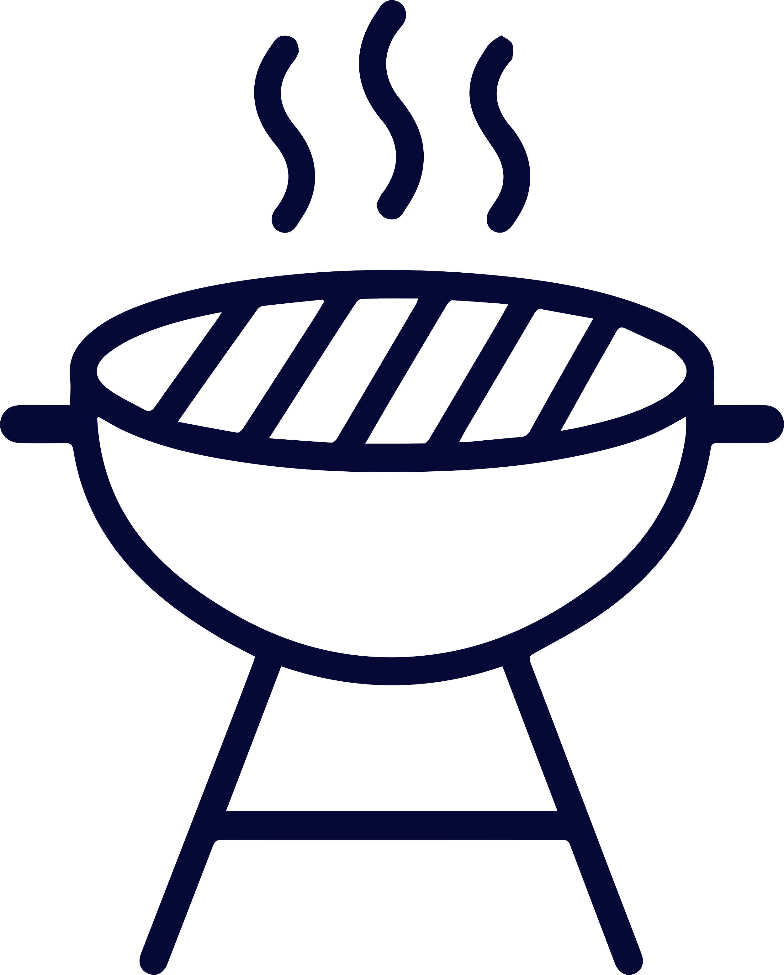 Outline drawing of a barbecue grill with three wavy lines above it indicating heat or smoke.