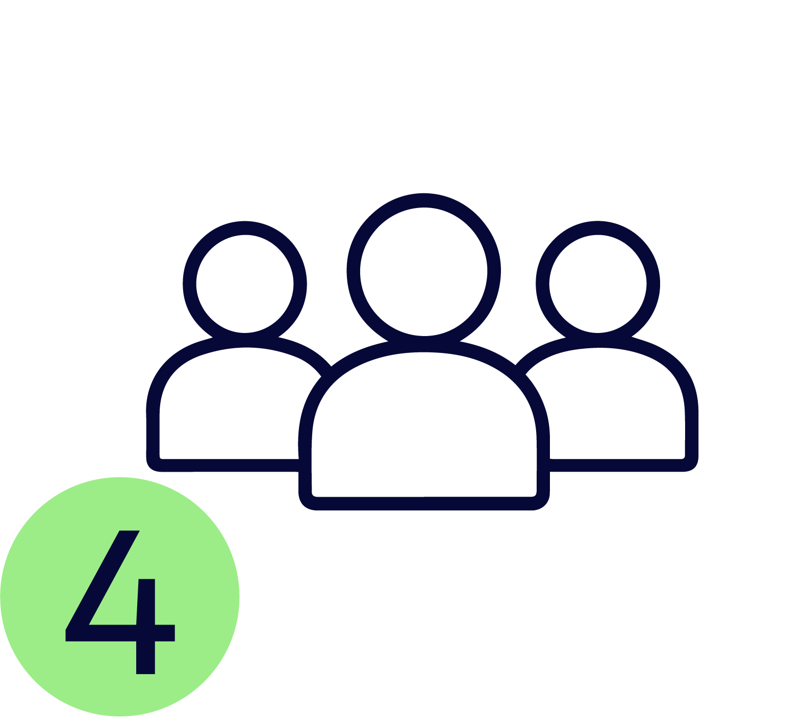 Icon of a group of three people with an '4' in a green circle at the bottom left.