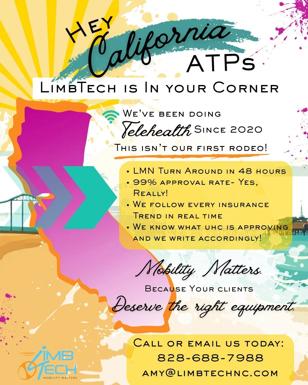 ➡️ California ATPs, we've got you. We heard the news. If your telehealth CRT therapy partner is stepping back, we're stepping in. ✅

LimbTech has been doing telehealth seating and mobility evaluations since 2020, so we already know the landscape: the