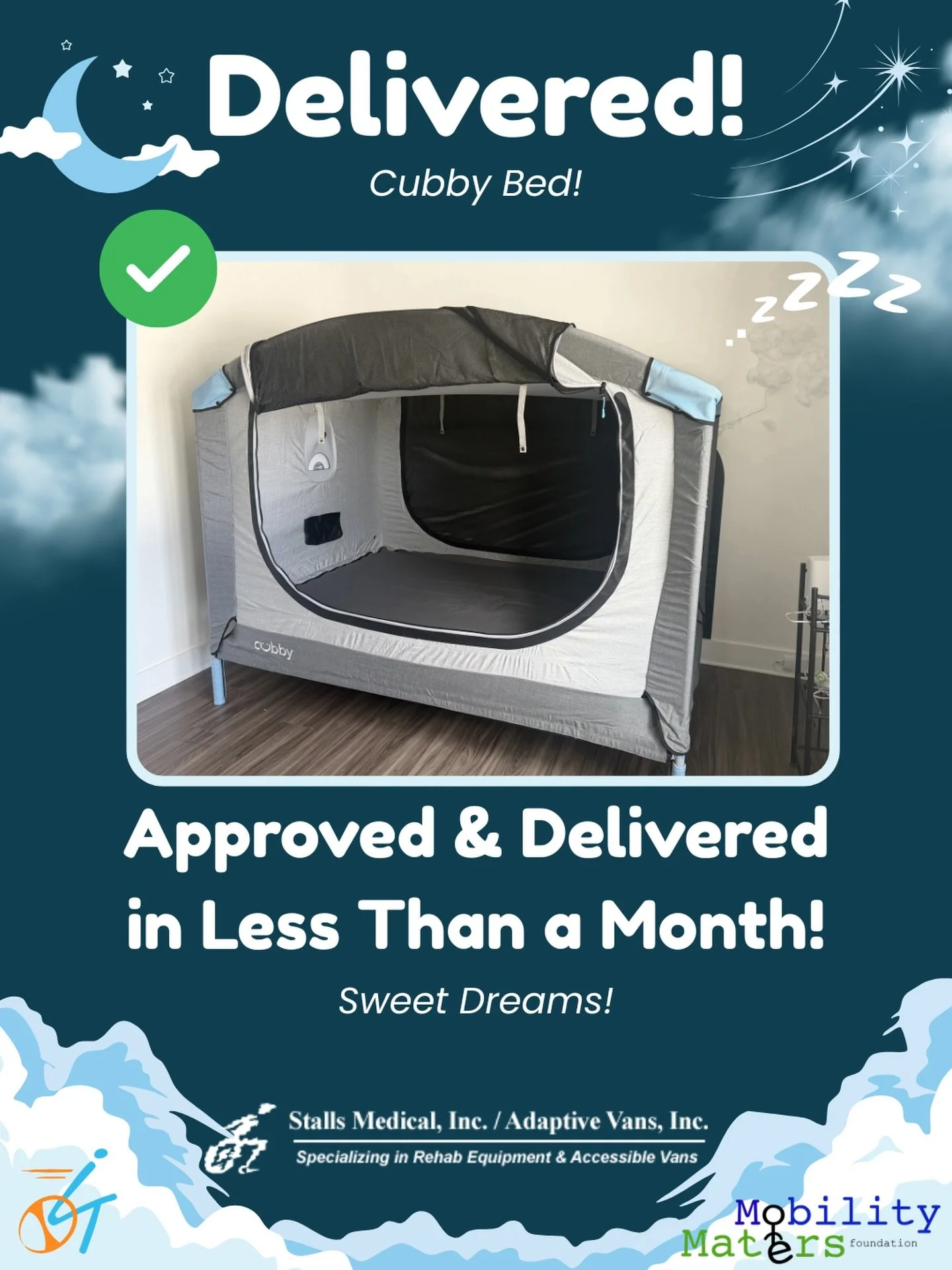 Big news for one of our amazing patients! 🎉

When a piece of equipment is essential for a patient&rsquo;s safety, comfort, and peace of mind, every single day counts. That&rsquo;s why we are absolutely thrilled to share that this incredible Cubby Be