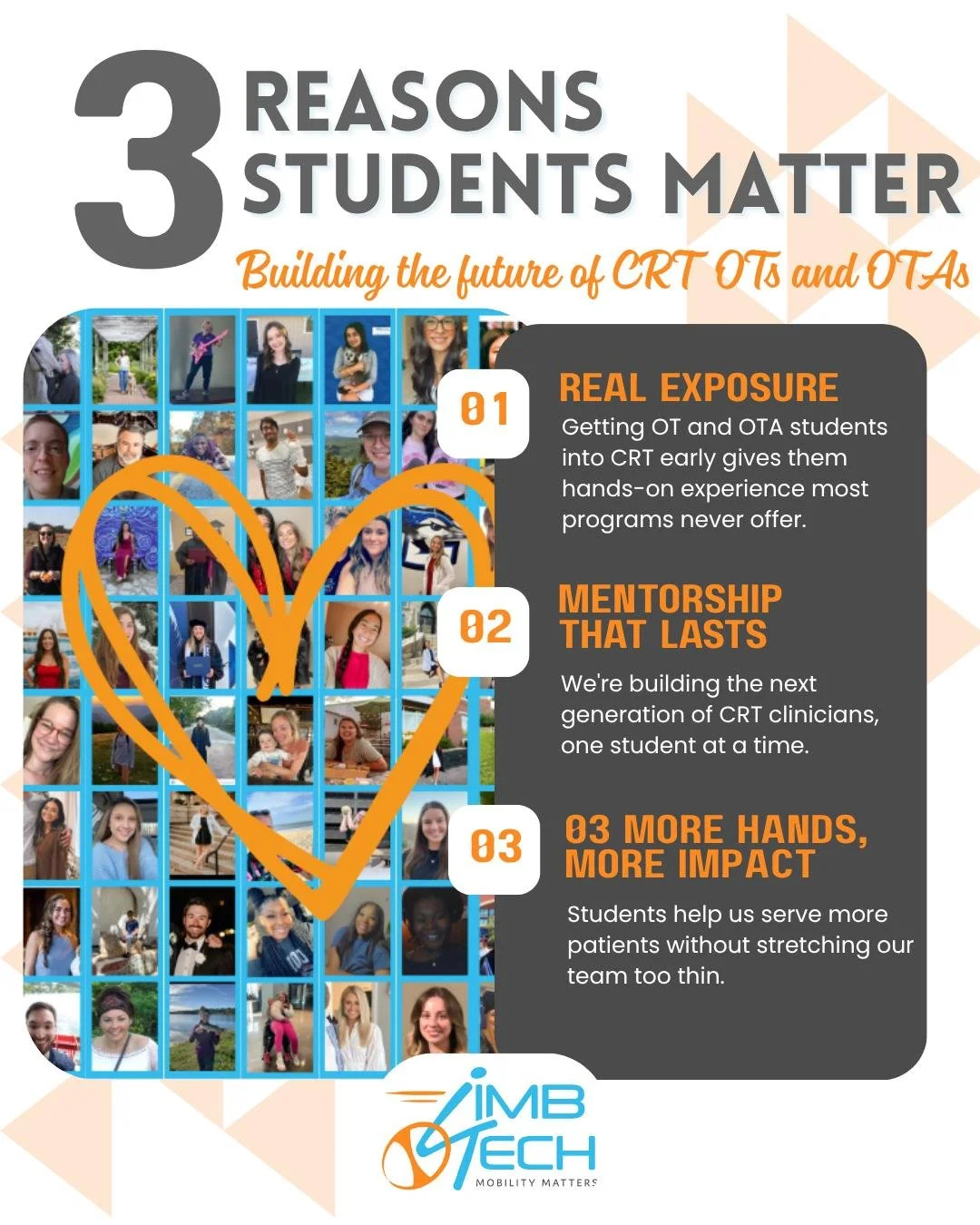 It's Day 3 of CRT Week, and today we're celebrating our students! 🎓

Exposing OT and OTA students to Complex Rehab Technology early matters. Most programs never get into this space, so we make sure ours do, working alongside real evaluations, real e