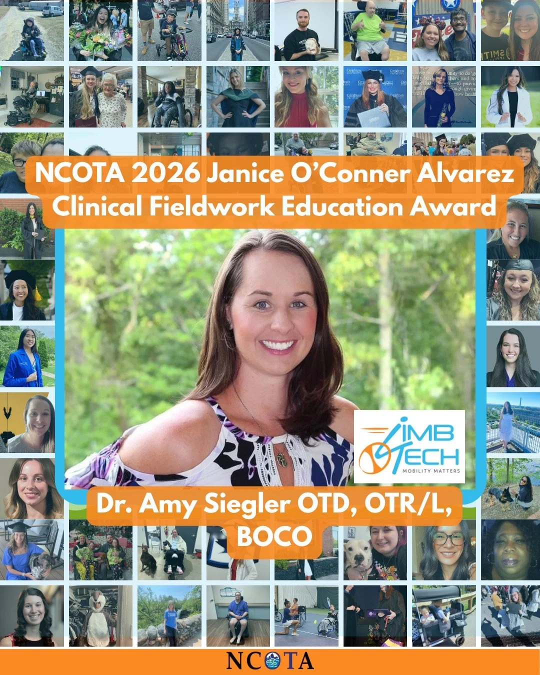 We are beyond proud! 🎉

This morning at the NCOTA Conference, Dr. Amy Siegler OTD, OTR/L, BOCO was recognized as the 2026 Janice O'Conner Alvarez Clinical Fieldwork Education Award recipient - and there is truly no one more deserving.

Amy is the he