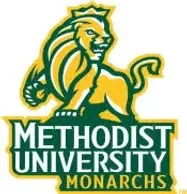 Logo of Methodist University featuring a lion and the text 'Methodist University Monarchs'.