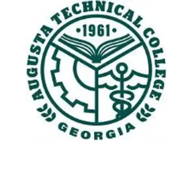 Logo of Augusta Technical College in Georgia, featuring a gear, a book, a torch, and a caduceus with the founding year 1961.