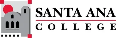 Santa Ana College logo with a gray castle-like building and red accents.