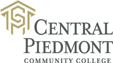 Logo for Central Piedmont Community College with a gold emblem and black text.