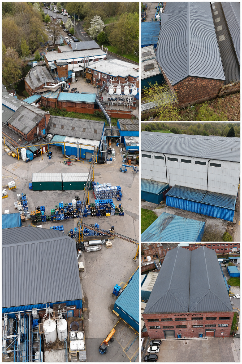 Industrial site survey of a working paint manufacturing facility on the River Irk, Manchester. The site presented significant access challenges including a riverbed location and multiple hard-to-reach structures. A fully scaled 3D model of the wareho