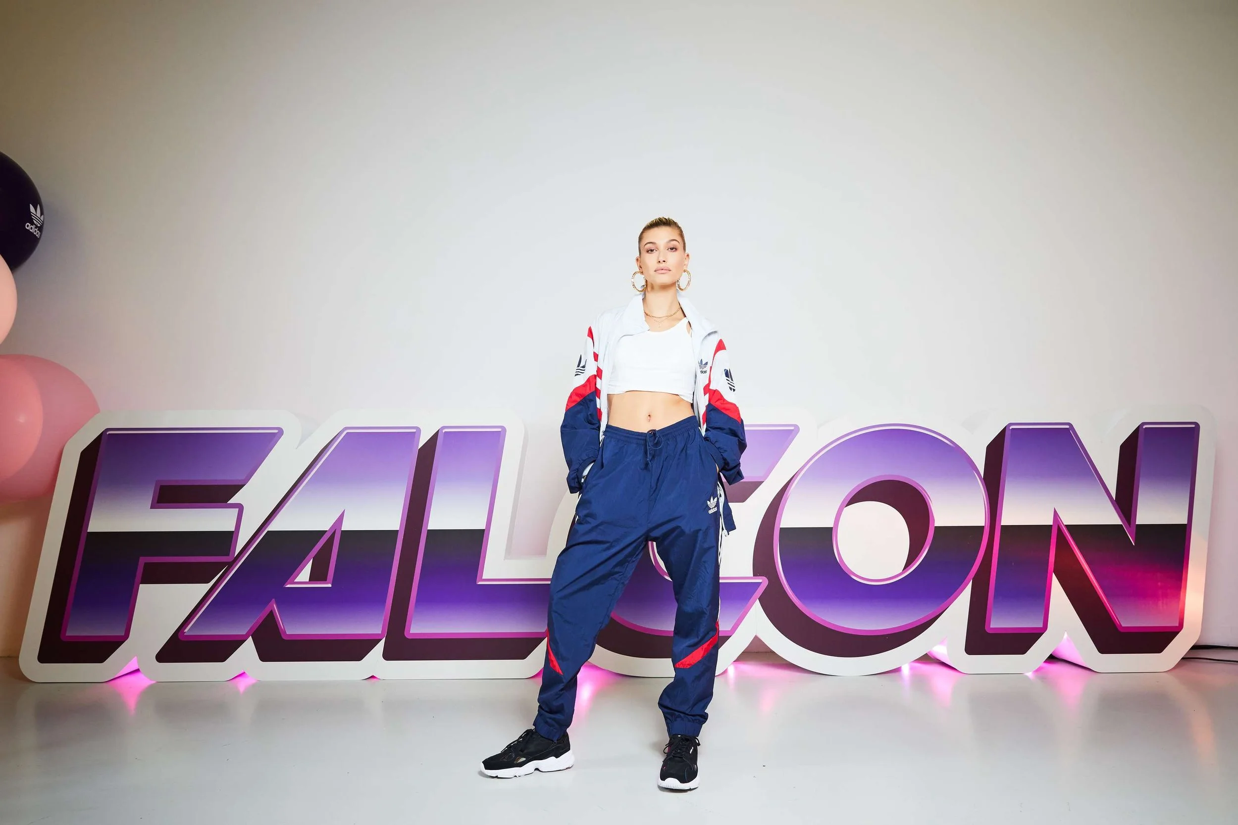 Adidas Falcon Launch at LFW with Hailey Bieber