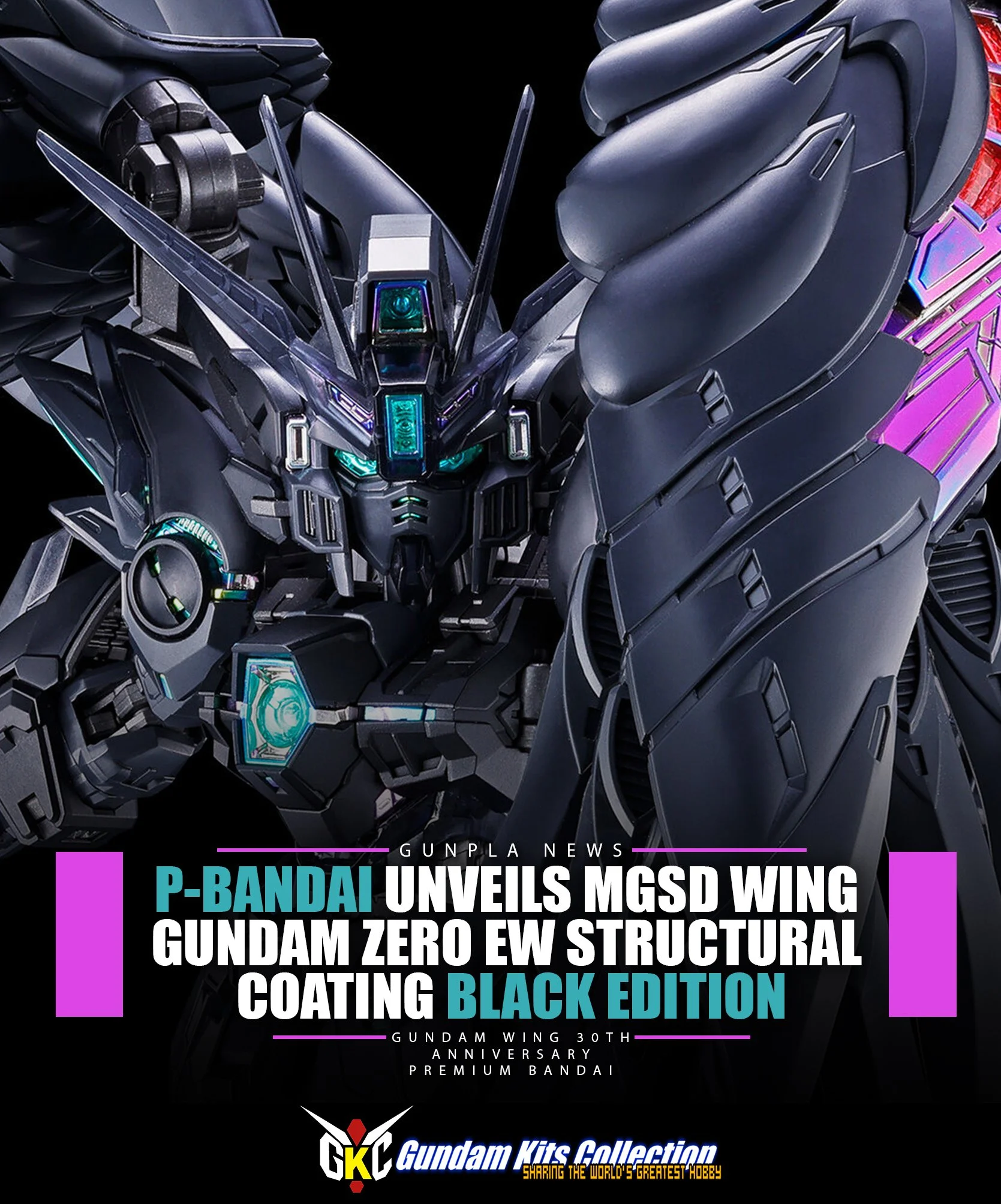 The MGSD Wing Gundam Zero EW returns in a luxurious jet black finish for Gundam Wing's 30th anniversary. Paired with a dazzling structural coating that shifts with the light, this Premium Bandai exclusive is easily one of the most eye catching MGSD r