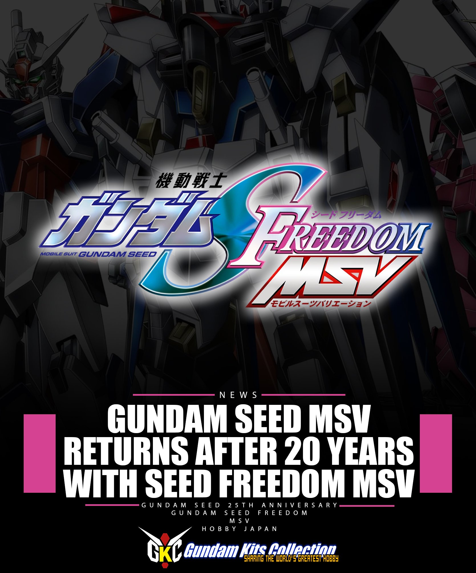 Mobile Suit Gundam SEED MSV is returning after 20 years with SEED FREEDOM MSV. As teased in the latest issue of Monthly Hobby JAPAN, the new project will introduce new mobile suit variations tied to Mobile Suit Gundam SEED FREEDOM.

#gundam #gundamse