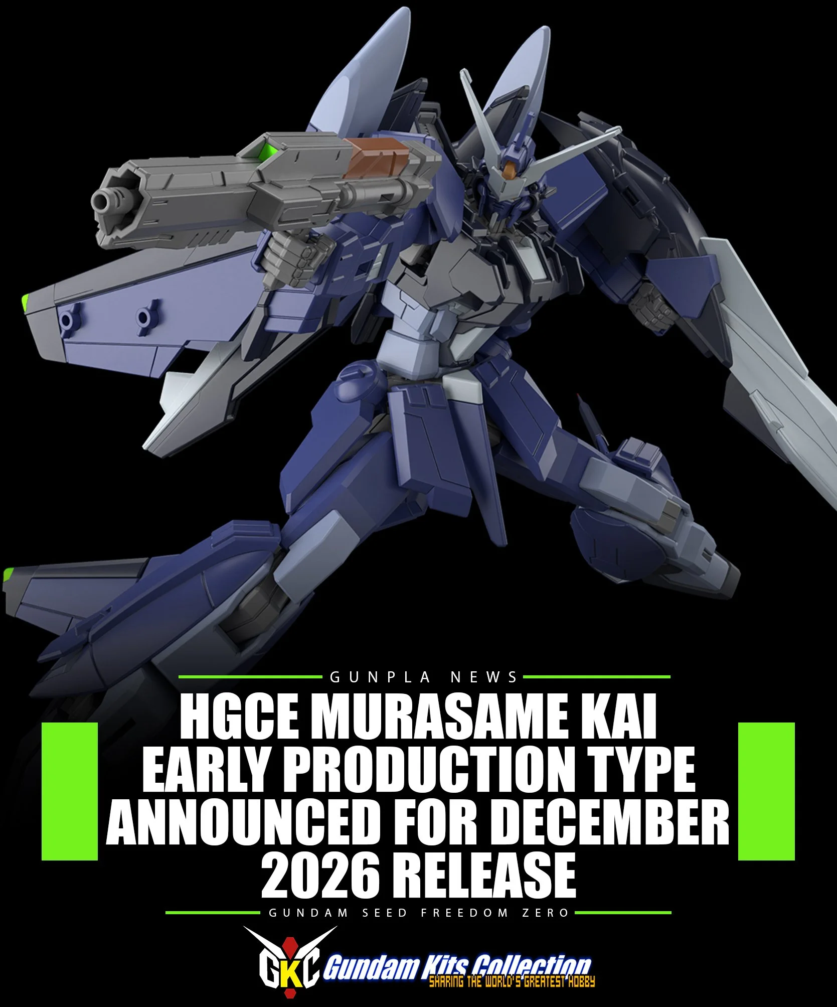 NEW GUNPLA
The Murasame Kai (Early Production Type) is heading to the GunPla lineup in December 2026, arriving just ahead of Mobile Suit Gundam SEED FREEDOM ZERO in February 2027. Just like the other kits in the series, this GunPla will feature Banda