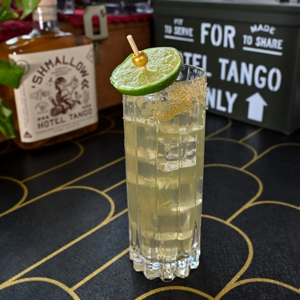 'Shmallowrita made with Hotel Tango 'Shmallow Whiskey, garnished with a lime wheel.