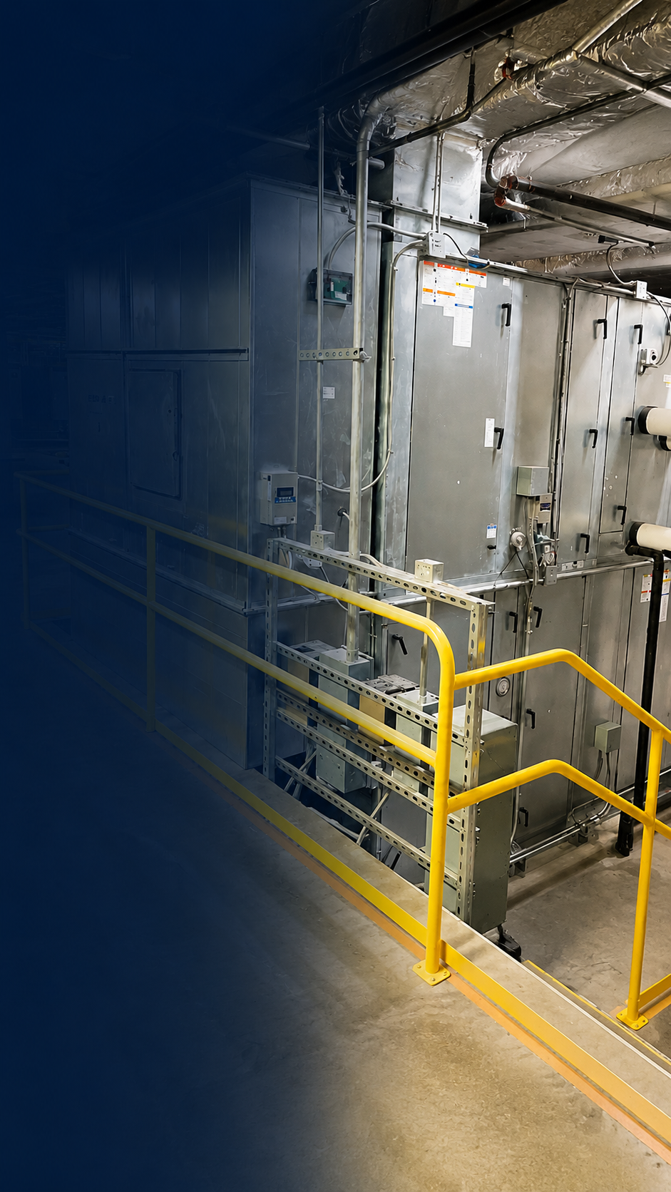 Air-handling equipment at the ACTC Main Building HVAC renovation in Ashland, Kentucky.