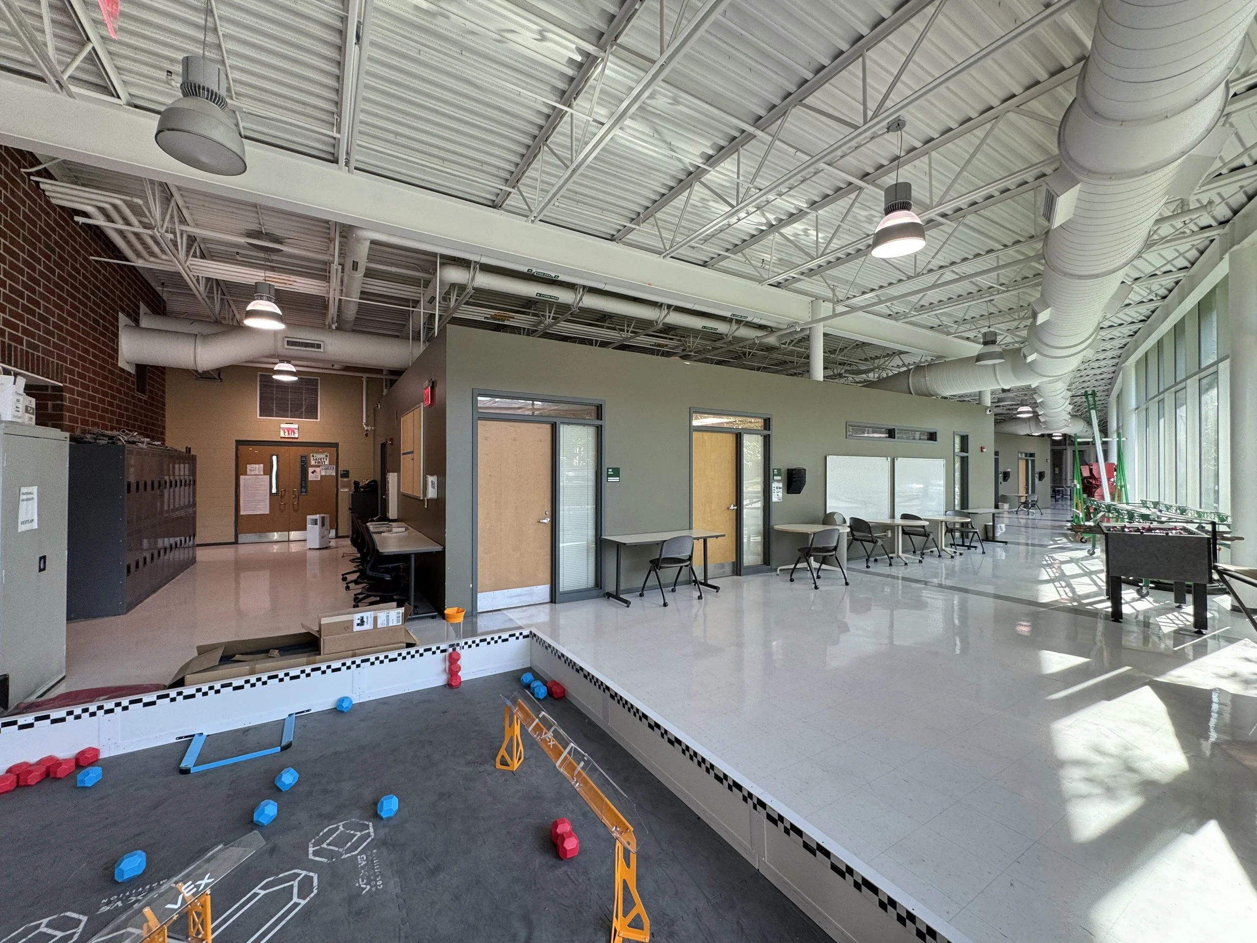 Interior of Marshall University's Engineering Laboratory with exposed ductwork and open instructional space.