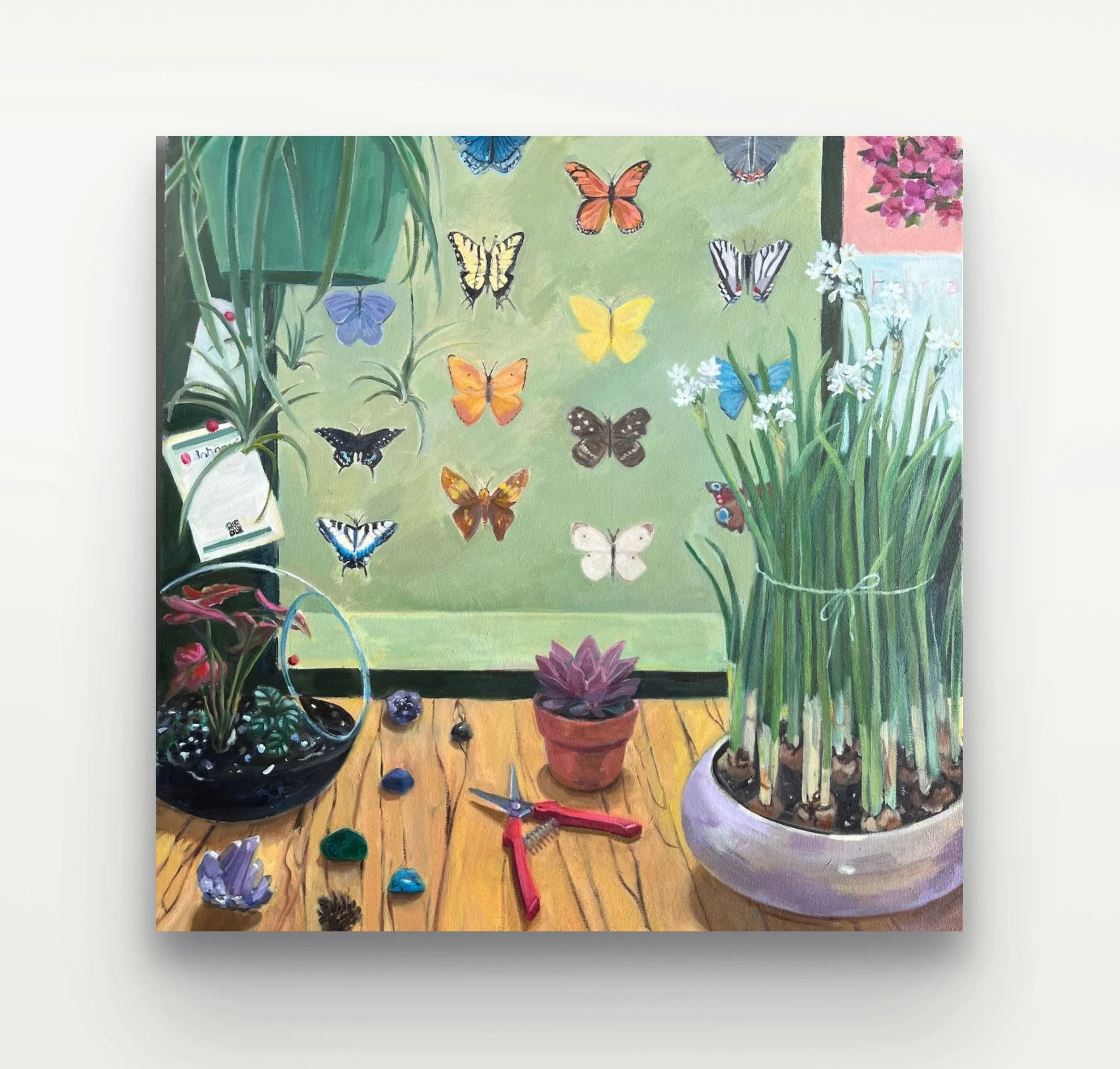 Rock, Paper, Scissors, oil on canvas, 30 x 30 inches, 2025