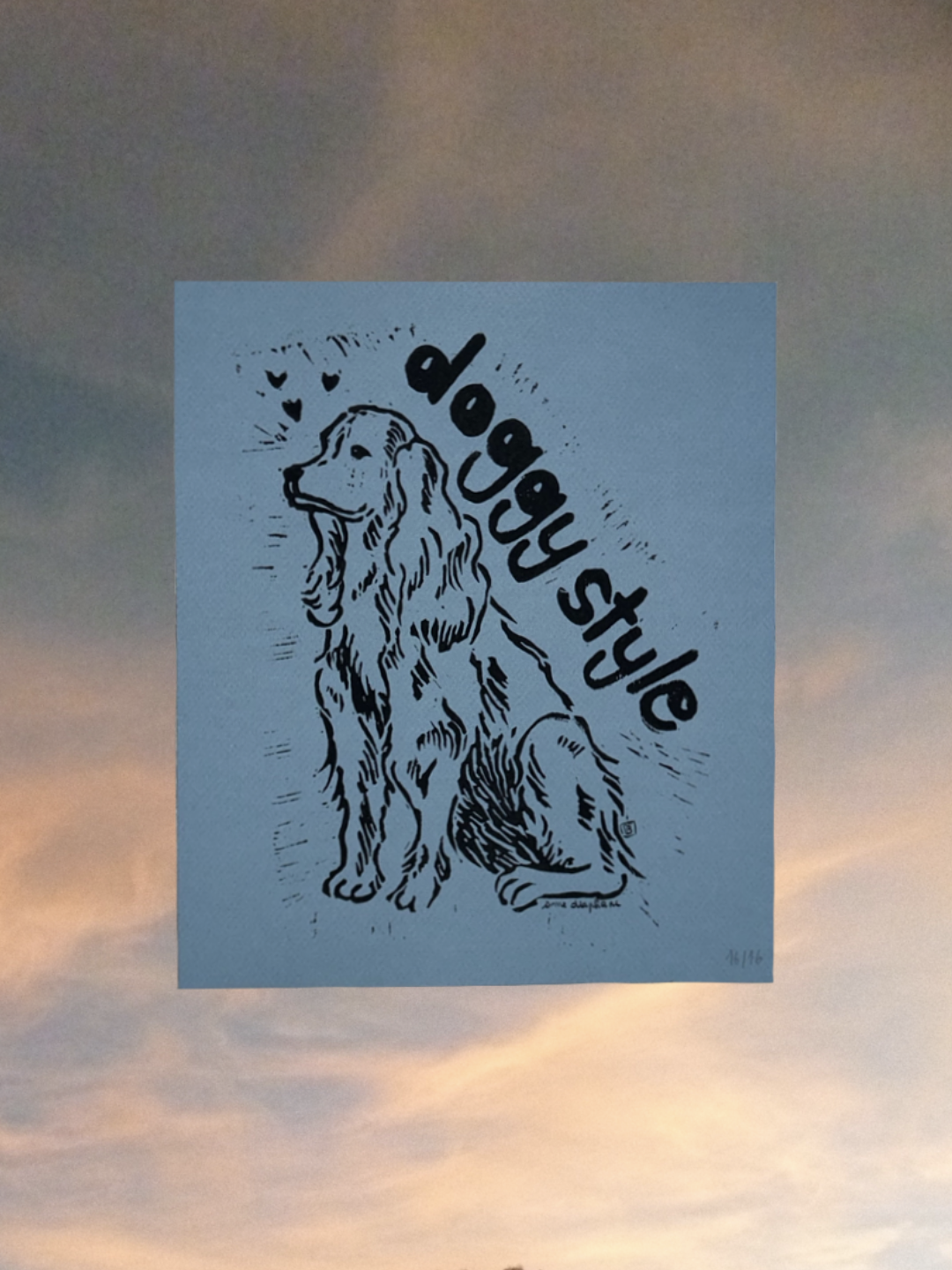 Doggy Style - Linogravure Bleue