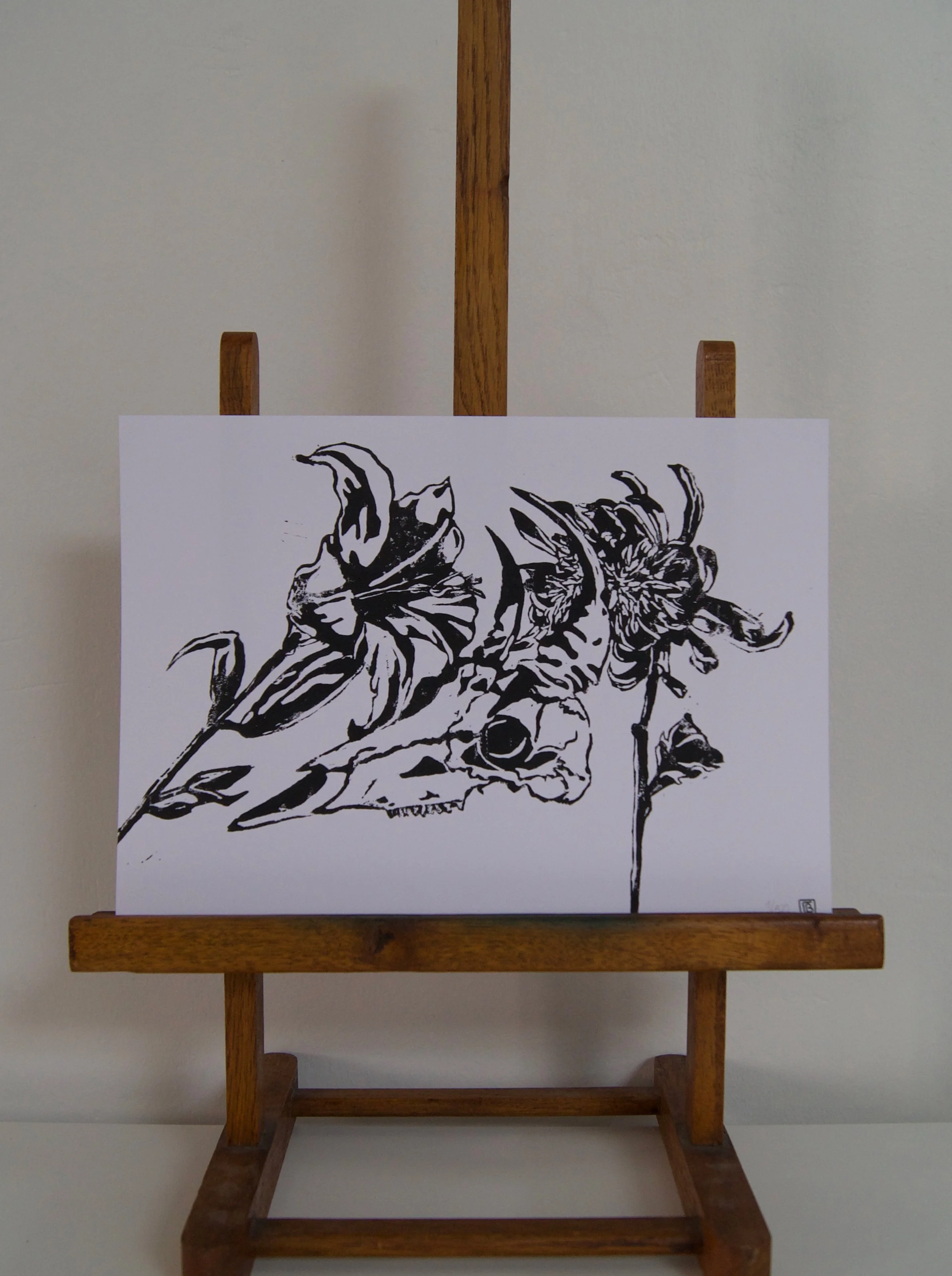 Print linogravure Crâne