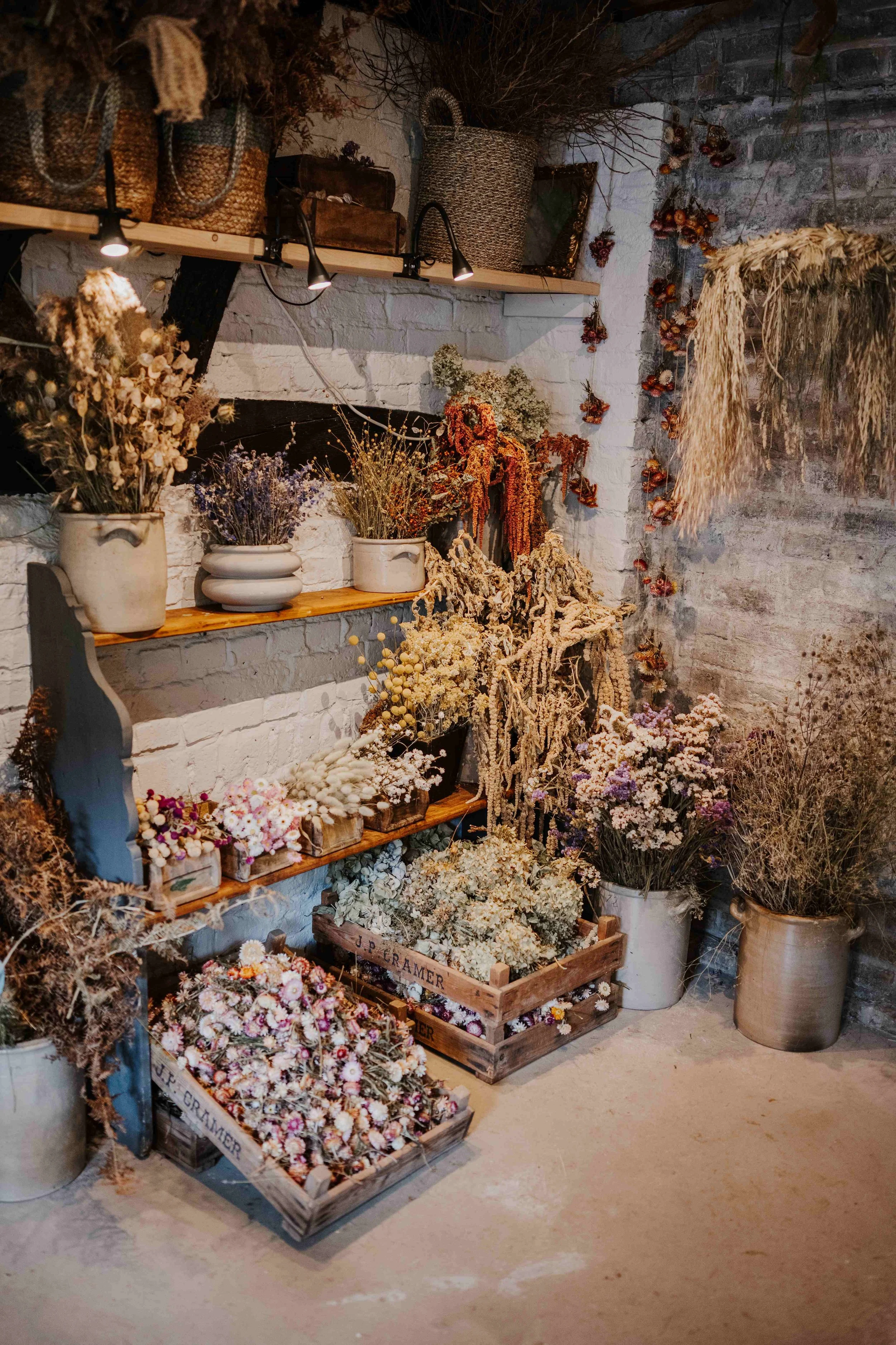 Flowerbar, Trockenblumenauswahl bei Blumenworkshop