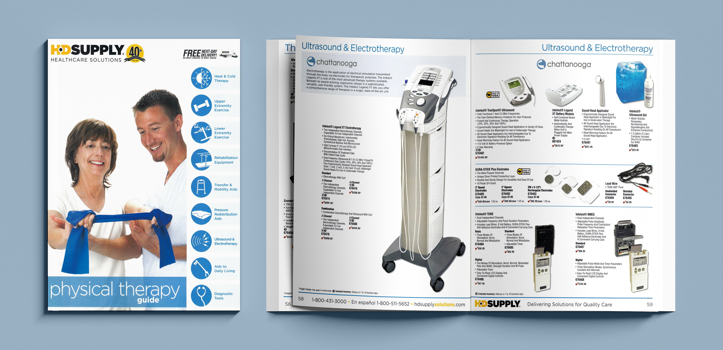 Often catalog layout is about fitting the most SKUs you can, onto the least number of pages as possible. But sometimes, you get an opportunity to do something a little bit different. I pushed heavily for the look of the Physical Therapy Guide - a min