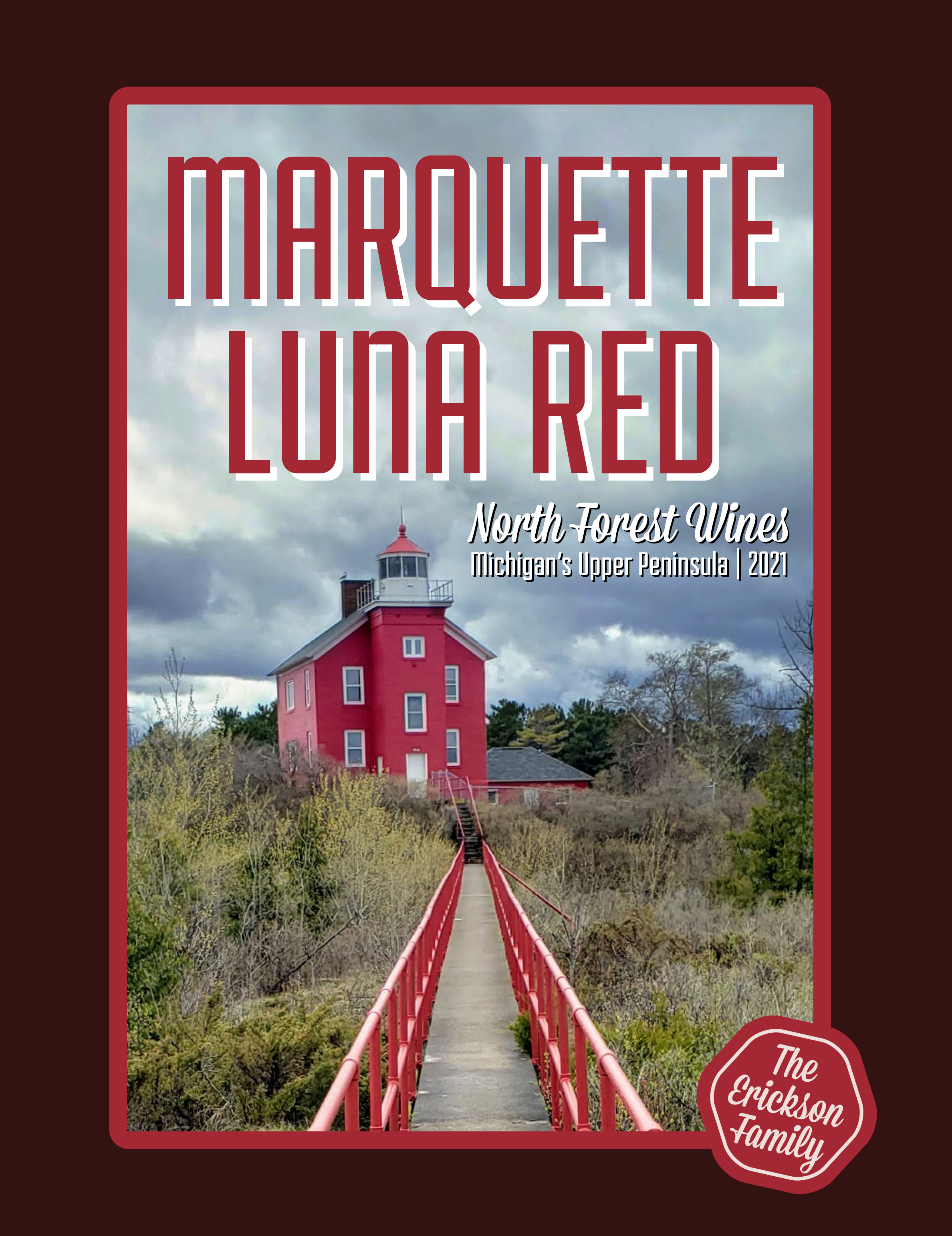 A wine label I made for Marquette, Michigan's most underrated winery. The photography is by an amateur (yours truly), but it pleased the client (my inlaws). Personally, I'm quite pleased with the typography.  Tools used: iPhone, Photoshop, InDesign. 