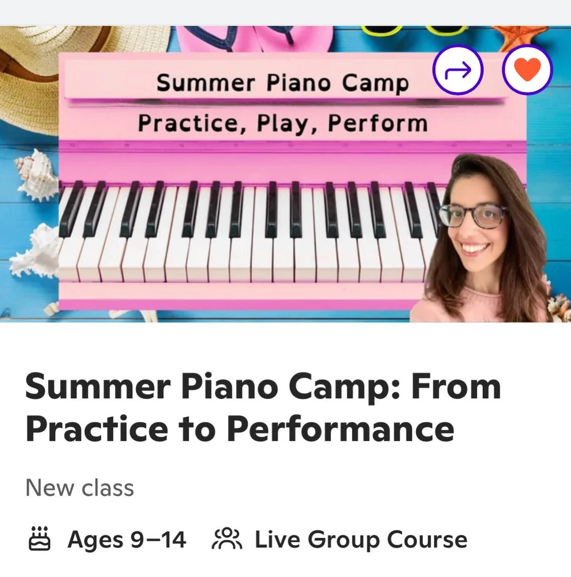 Online piano camp from practice to performance 🎹 

Students will learn one piano piece over four days including how to practice, polish, and finally perform. Includes rhythm and games! Learners must have some experience playing piano and be able to 