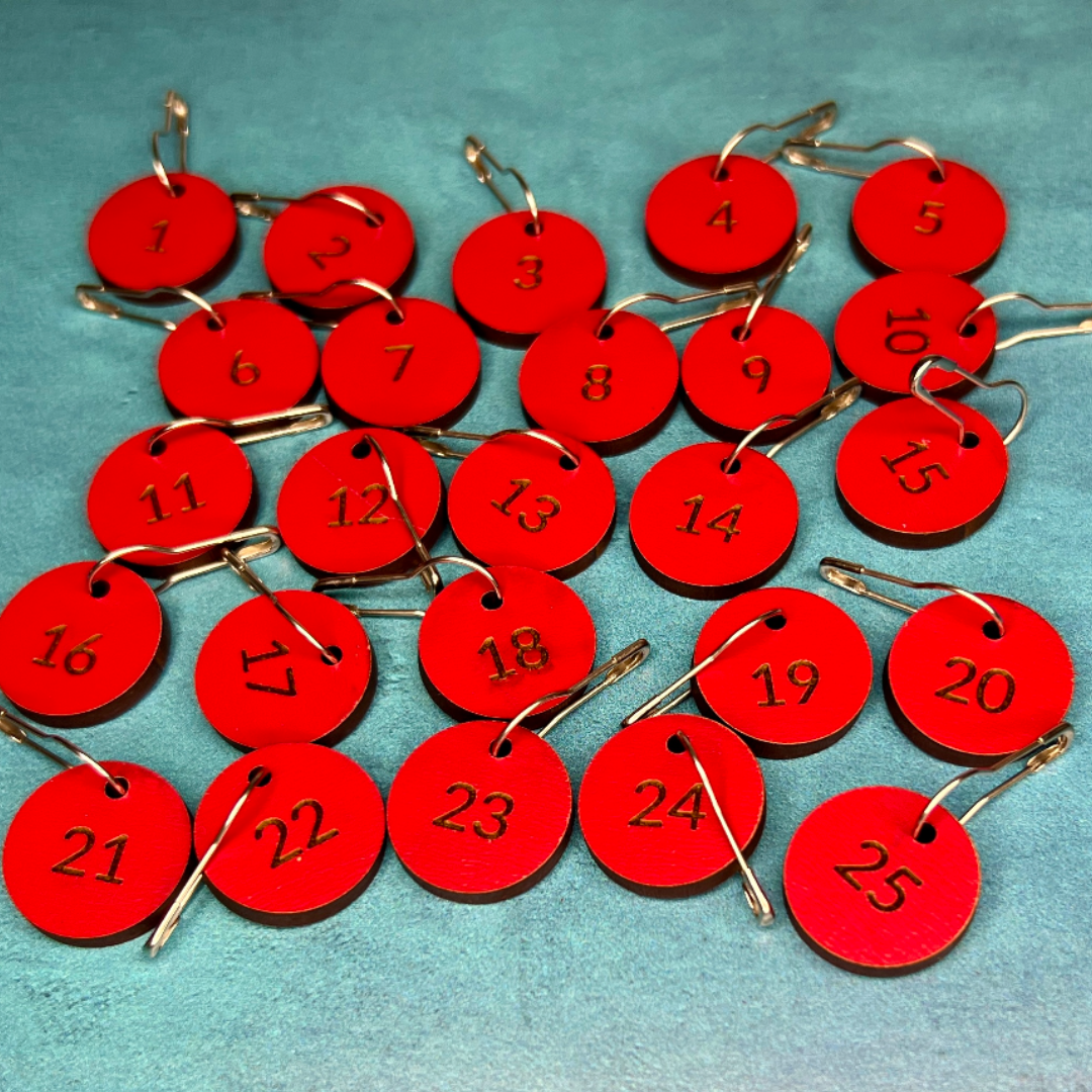Advent Stitch Marker Set in Red