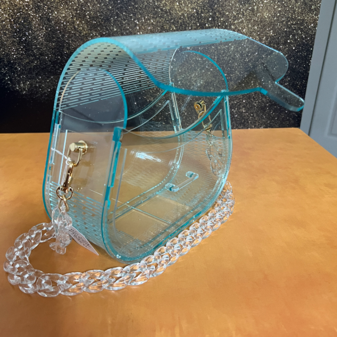 Special Occasion Purse - Sporran Style - Clear Acrylic - Sea Glass Tint